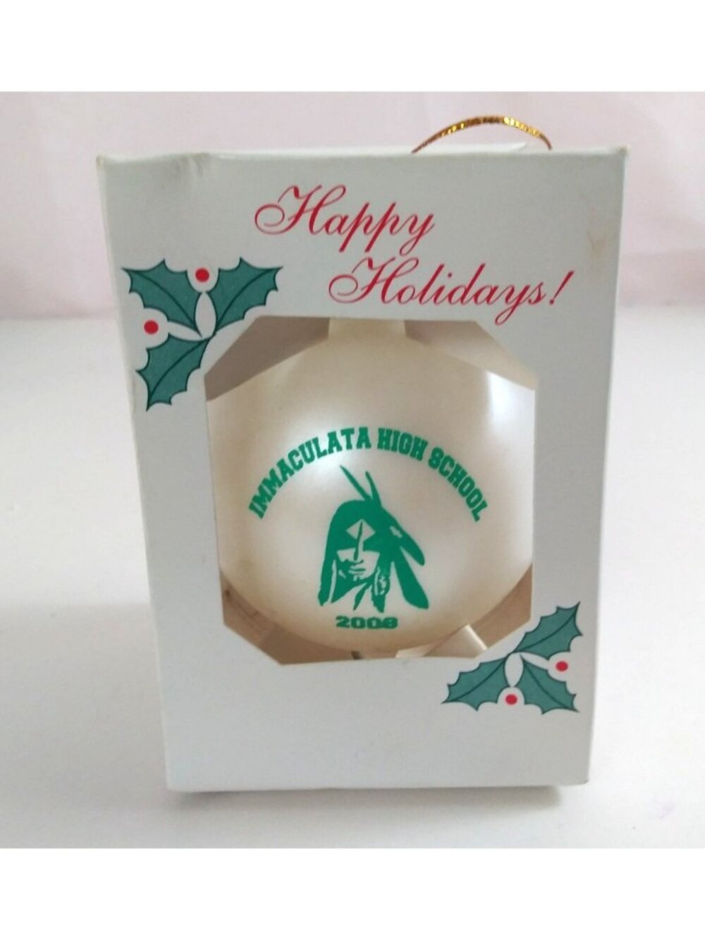 New 2008 Happy Holidays Immaculata High School Ball Christmas Ornament